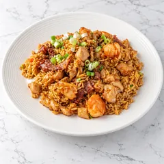 House special fried rice with shrimp, beef, chicken and green onion