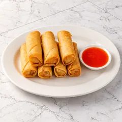 Vegetable spring rolls with sweet and sour sauce